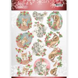 3D knipvel Lovely Christmas - Jeanines Art CD11375 -lovely christmas pets